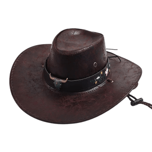 Cowboyhatt med Tjurhuvud Mörkbrun / 56-58cm
