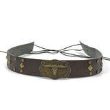 Cowboyhattband antikt longhorn Mörkbrun / 1 stycke