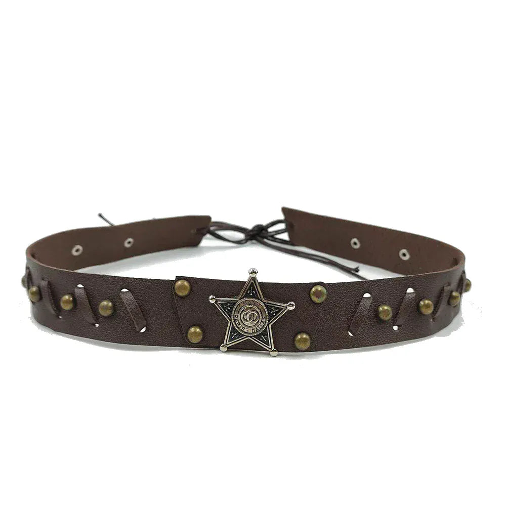 Cowboyhattband mörkbrunt med silverstjärna Mörkbrun / 1 stycke