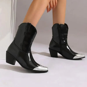 Cowgirl-Ankelboots med Metalltå