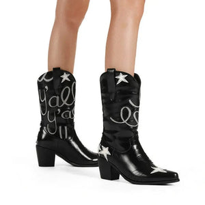 Cowgirl Boots med Stjärnbroderi
