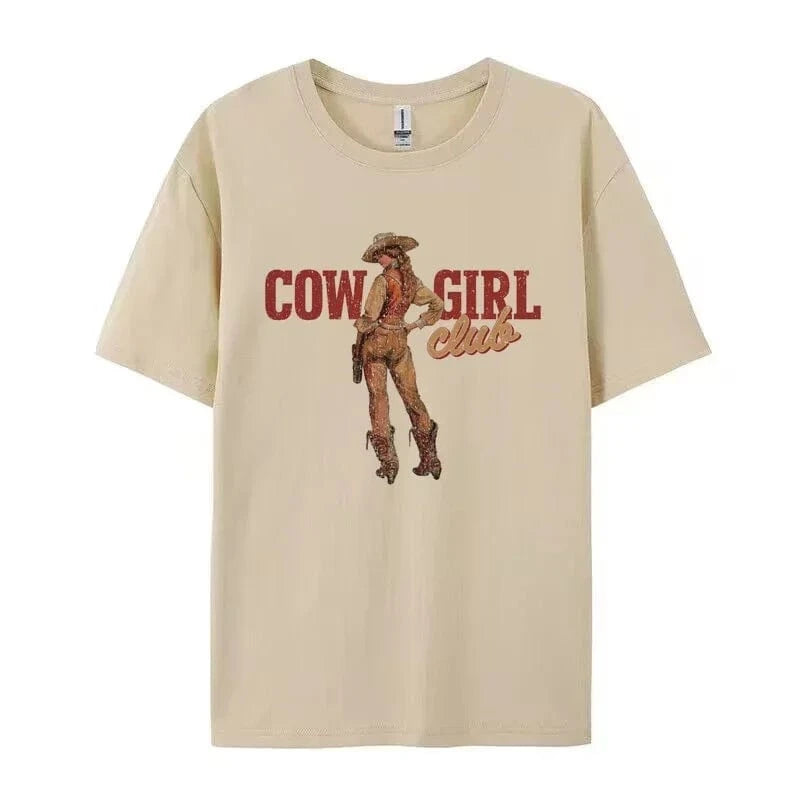 "Cowgirl Club" T-Shirt Beige / S