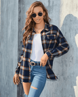 Cowgirl rutig flanellskjorta Marinblå / S