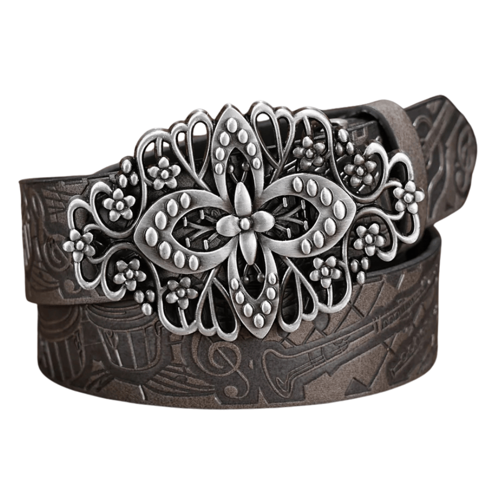 Cowgirlbälte antikt blomspänne Grå / 120cm