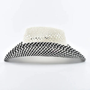 Cowgirlhatt i handflätad halm Svart och vit / One Size