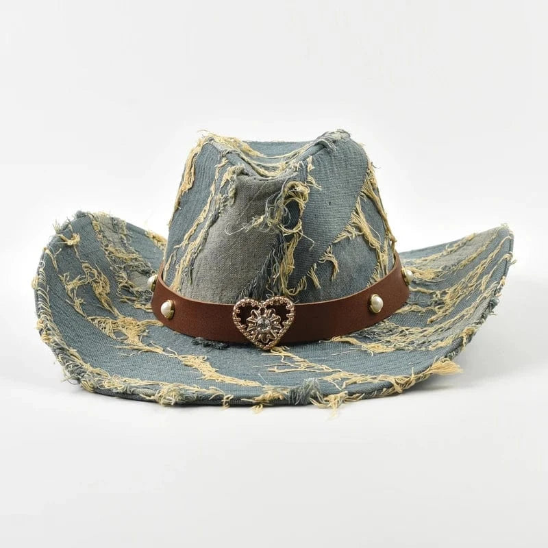Denim Cowboyhatt Åldrad blå / Kan justeras