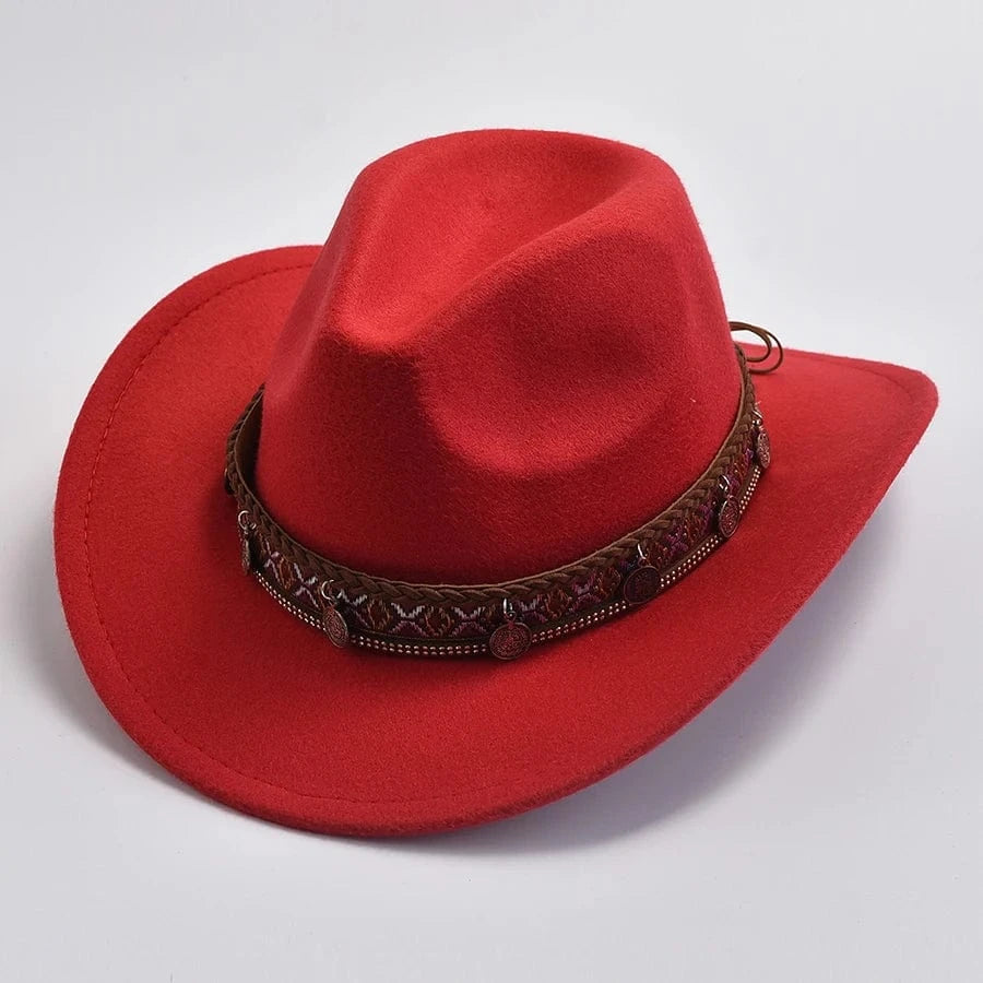 Elegant westernhatt för vuxna Röd / One Size
