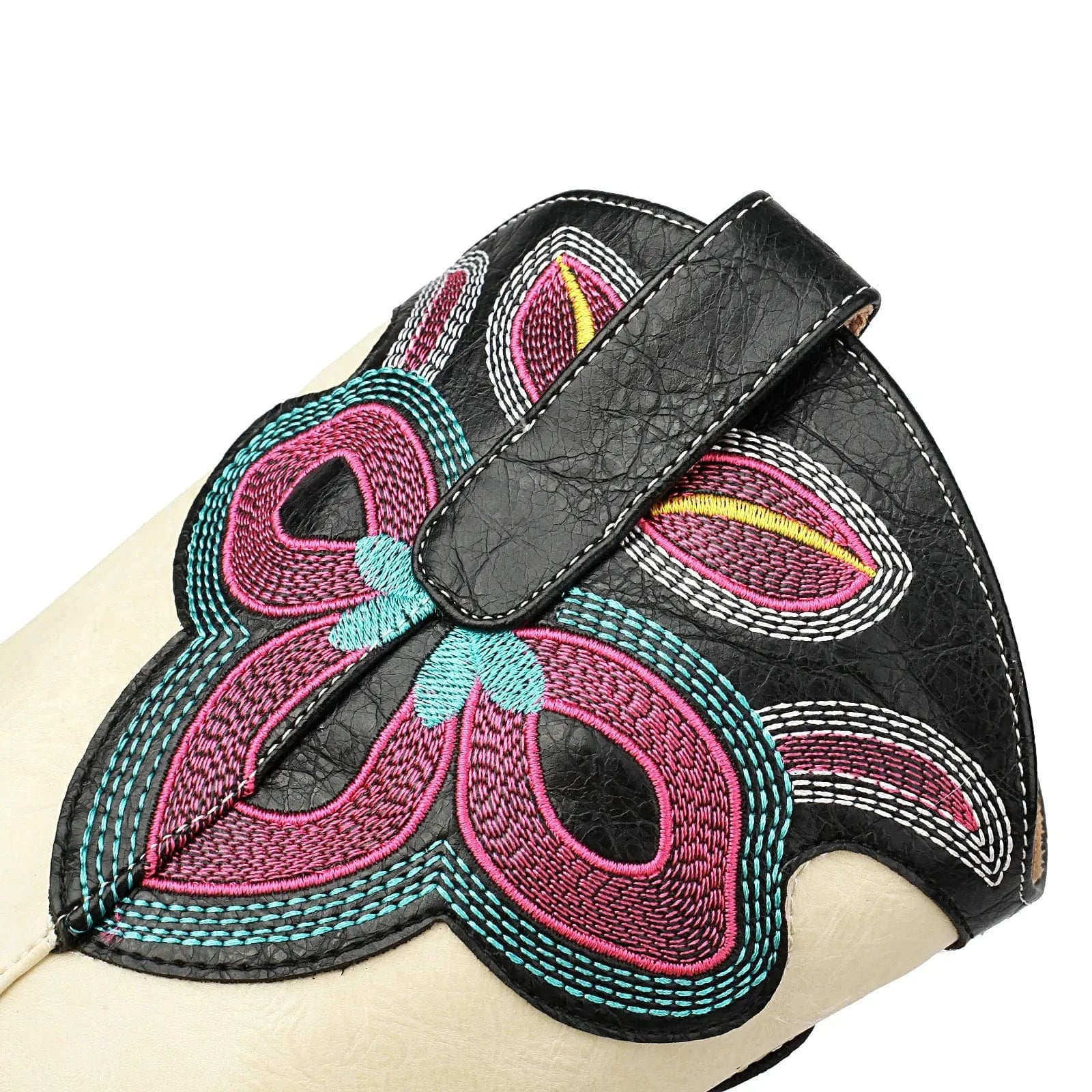 Tvåfärgade Höga Cowboyboots med Blommigt Broderi för Dam