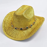 Glittrig cowboyhatt med strass Gul / One Size