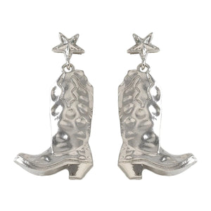 Hängande cowboyboots örhängen med stjärna Silver