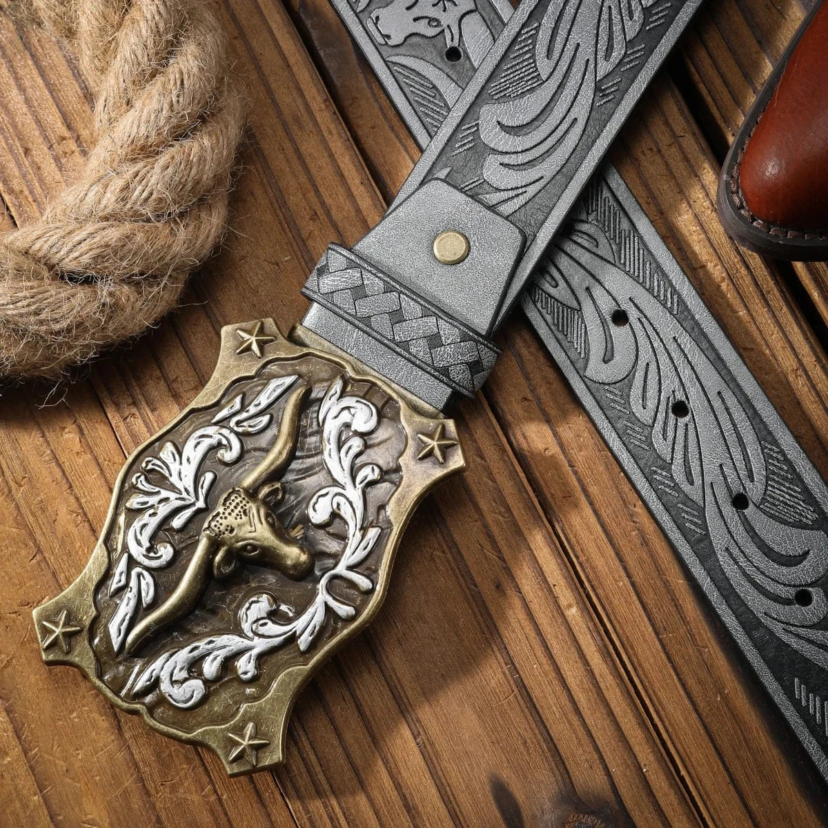 Herr­ cowboybälte longhornspänne