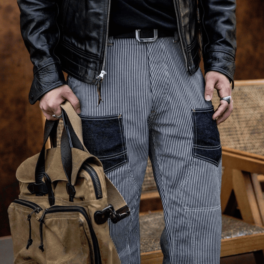 Hickoryrandiga jeans herr