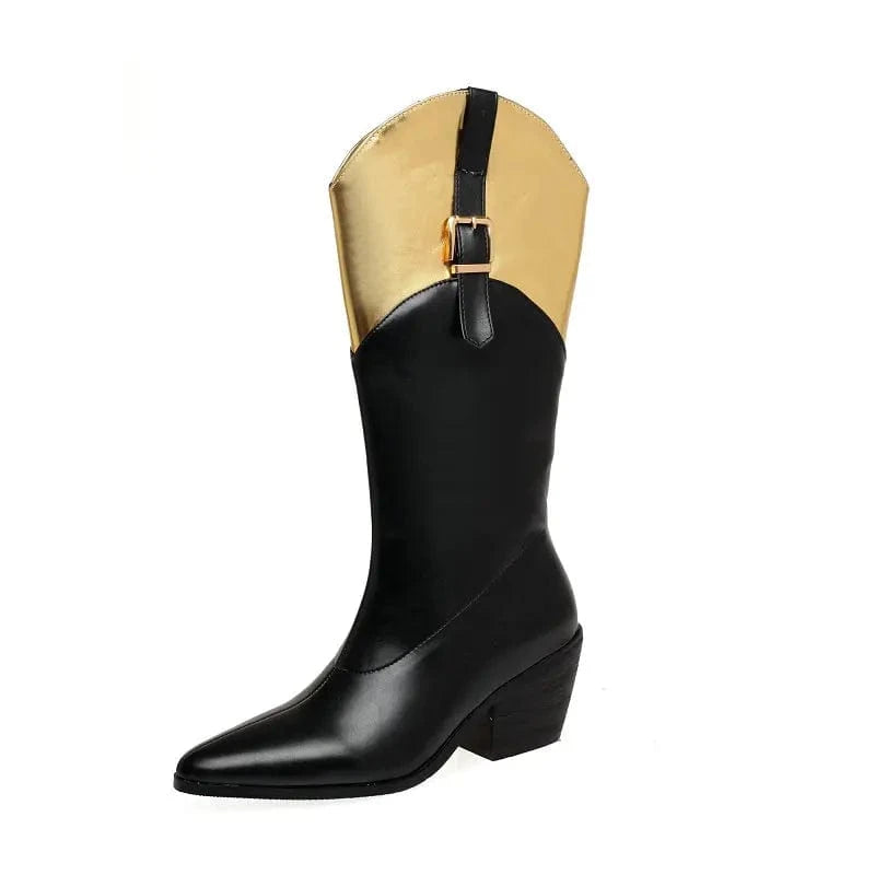 Höga Cowboyboots med Metallisk Topp för Dam