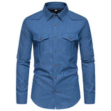 Jeans skjorta western Djupblå / XS