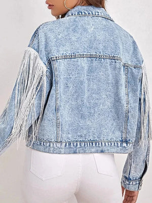 Jeansjacka med fransar dam