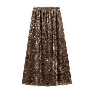 Kjol krossad sammet Ljusbrun / One Size