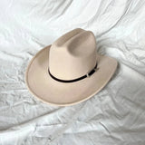 Klassisk Cowboyhatt Läderband Beige / 57-59cm