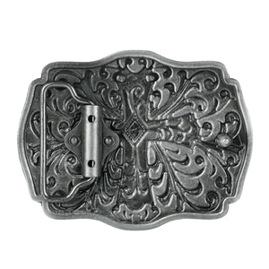 Kors Bältesspänne Röd Detalj Silver