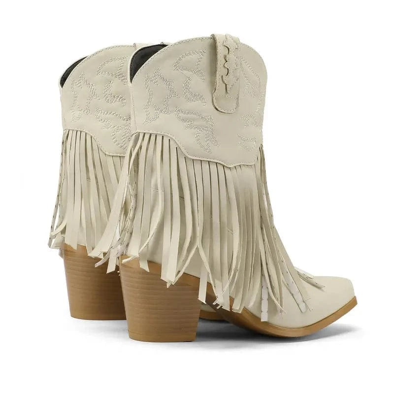 Korta Cowgirl Boots i Mocka med Fransar