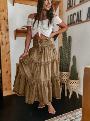 Lång jeanskjol dam