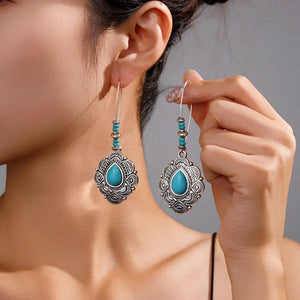 Långa bohemiska silverörhängen med turkos Silver med turkos