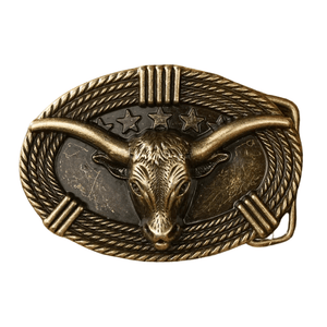 Longhorn Bältesspänne Western Cowboy Spänne Metall Antikbrons