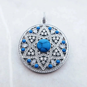 Mandala hänge i silver med turkos Silver med turkos