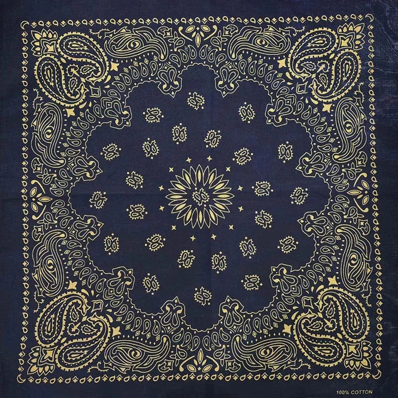 Marinblå Paisley Bandana med Guldmönster Marinblå och gul