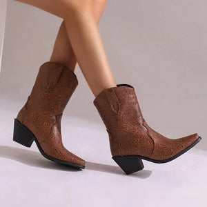 Mönstrade Låga Cowboyboots för Dam
