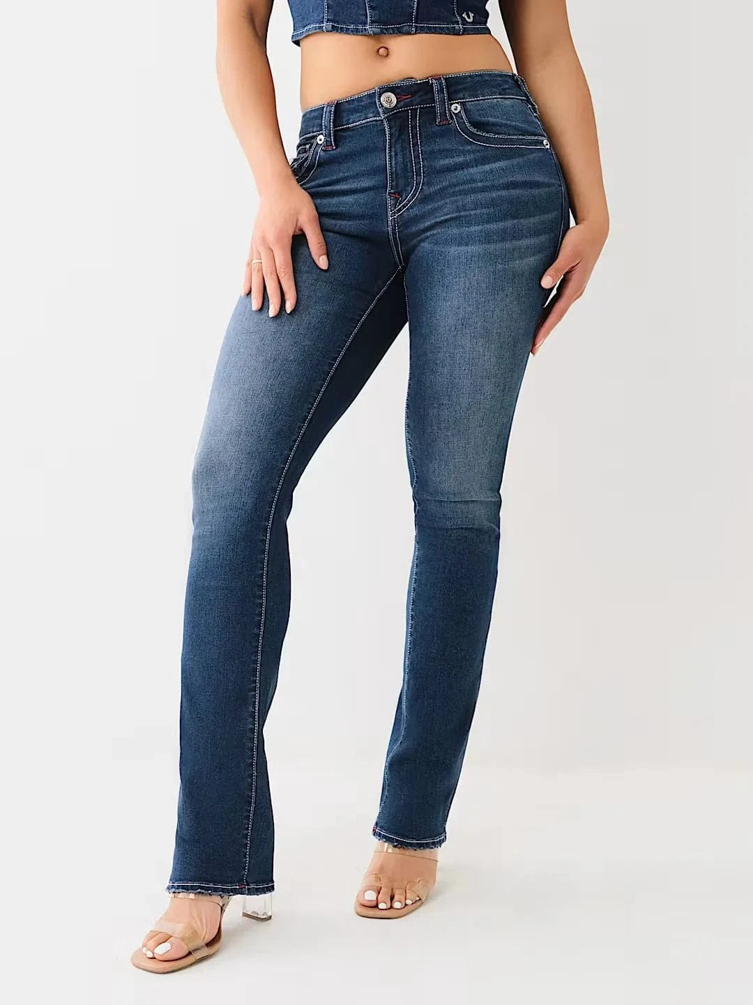 Mörkblå raka jeans dam