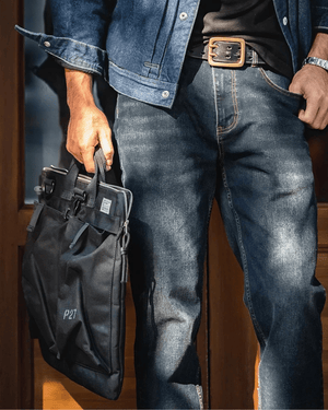 Mörkblå raka jeans i vintage-stil för herr