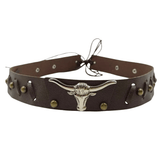 Mörkbrunt westernhattband longhornhuvud Mörkbrun / 56-58cm
