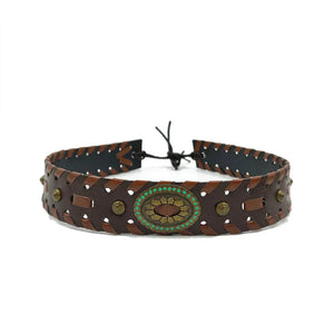 Mörkbrunt westernhattband med metallconcho Mörkbrun / 1 stycke