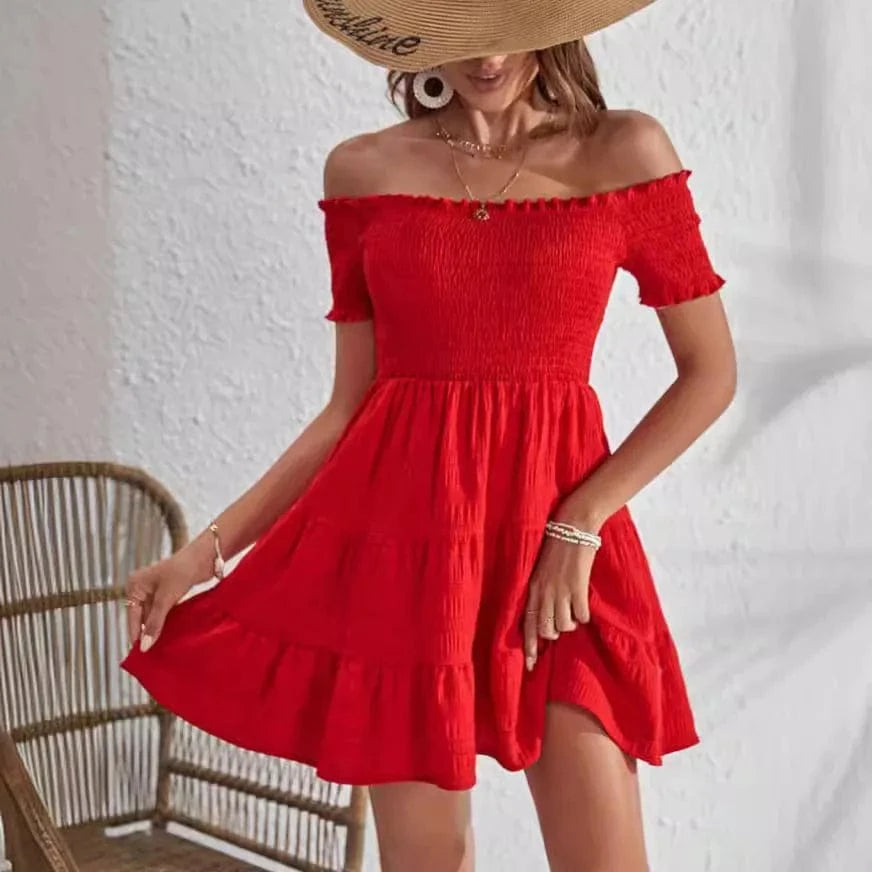 Off shoulder klänning röd Röd / S