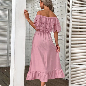 Off shoulder klänning sommar