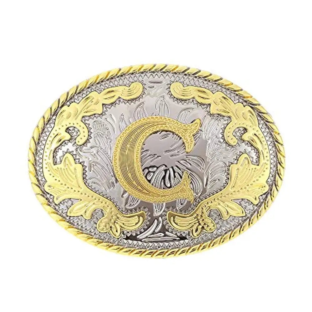 Ovalt westernbältesspänne med initial C