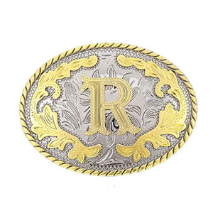 Ovalt westernbältesspänne med initial R