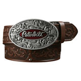 Peterbilt cowboybälte med ovalt metallspänne Mörkbrun / 120cm