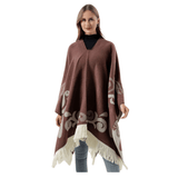 Poncho med fransar kaffe / One Size