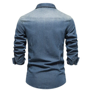 Randig cowboy skjorta herr i stretch-denim