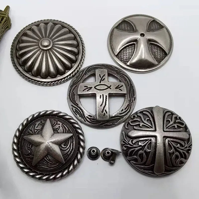 Rund concho antiksilver