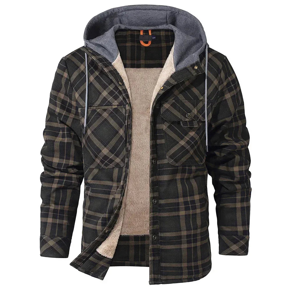 Rutig jacka med huva