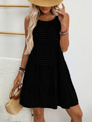 Rutig klänning dam Svart / S