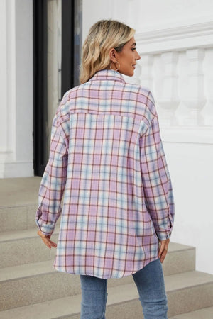 Rutig lång överskjorta för dam