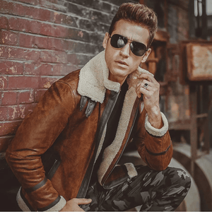 Shearling jacka brun