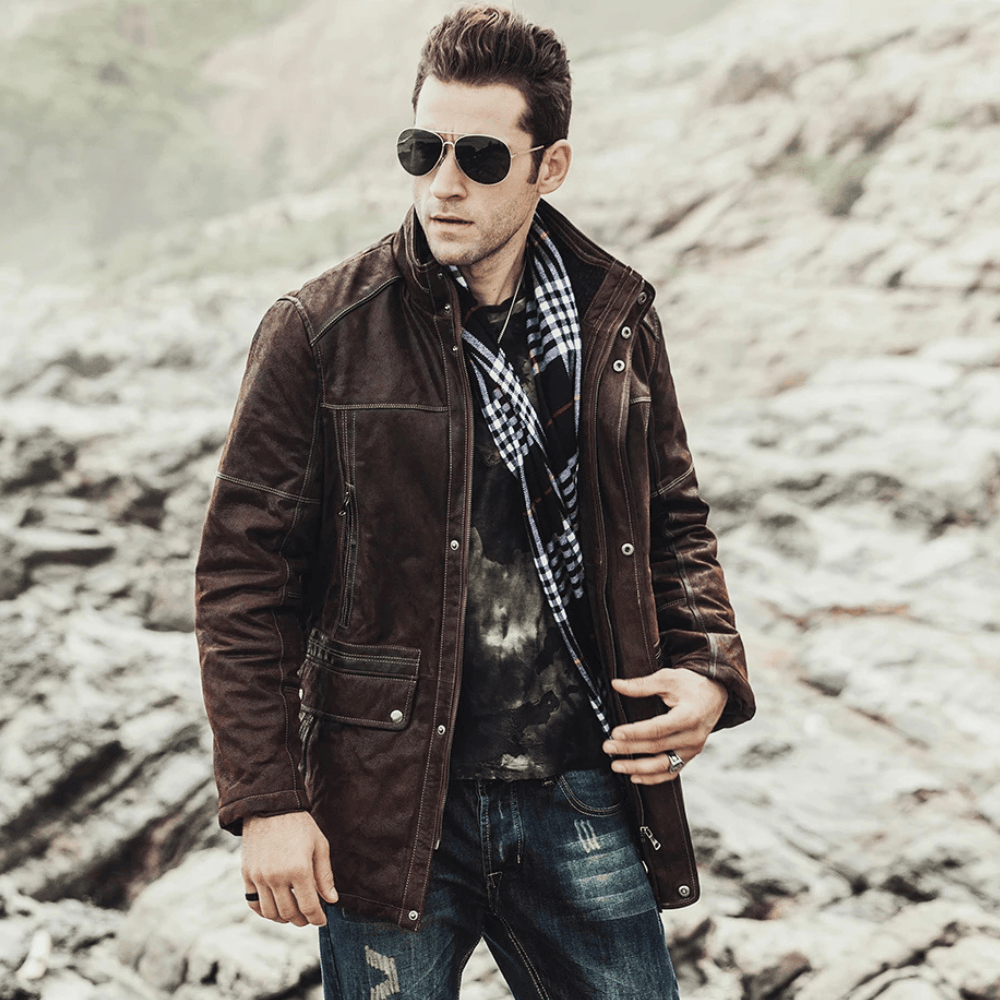 Skinn jacka herr