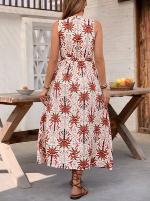 Sommarklänning med palmbladsmönster