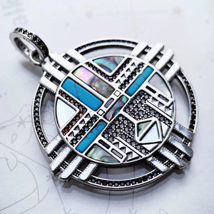 Southwestern solhänge i silver med turkos och pärlemor Silver med turkos
