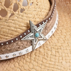 Strå cowboyhatt med stjärna Naturhalm / One Size