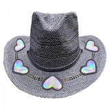 Suncatcher cowgirlhatt i halm Grå Hjärta